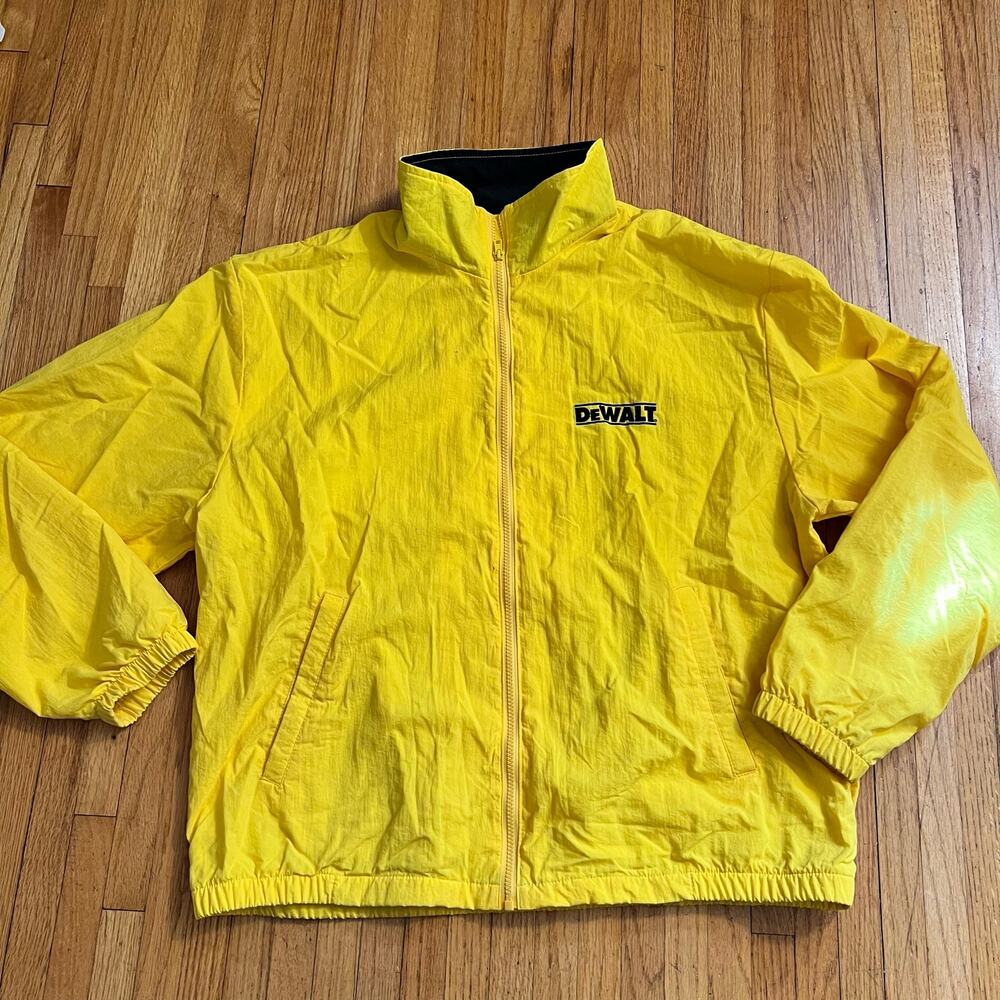 DeWalt Tools Jacket Mens XL Zipper Windbreaker Yellow Coat